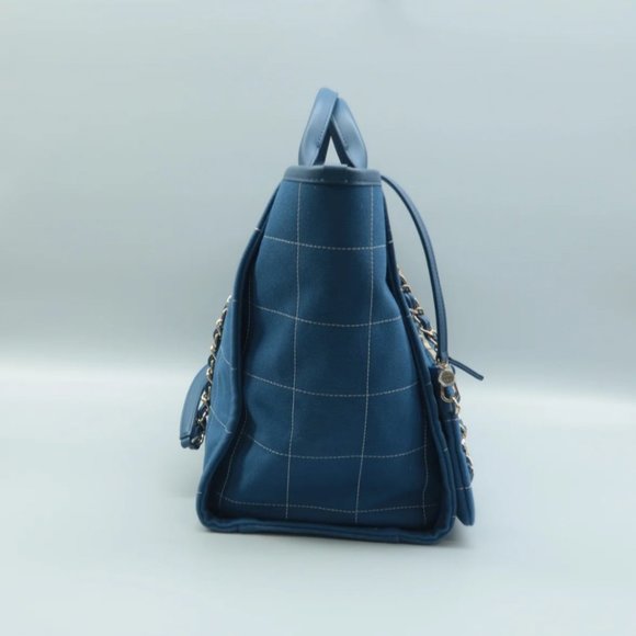 100% Authentic CHANEL Lady First Blue W/P Cloth Tote Bag - Picture 4 of 12